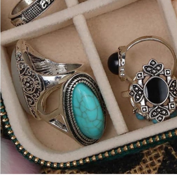 Large Turquoise Sterling Ring - Picture 5 of 6